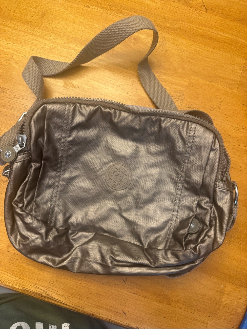 Kipling Metallic Taupe Crossbody Bag